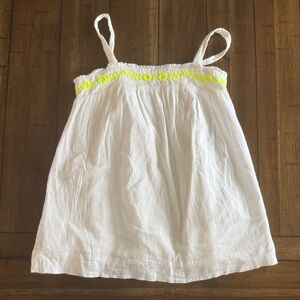 Mini Boden White Tank with Neon Yellow Trim